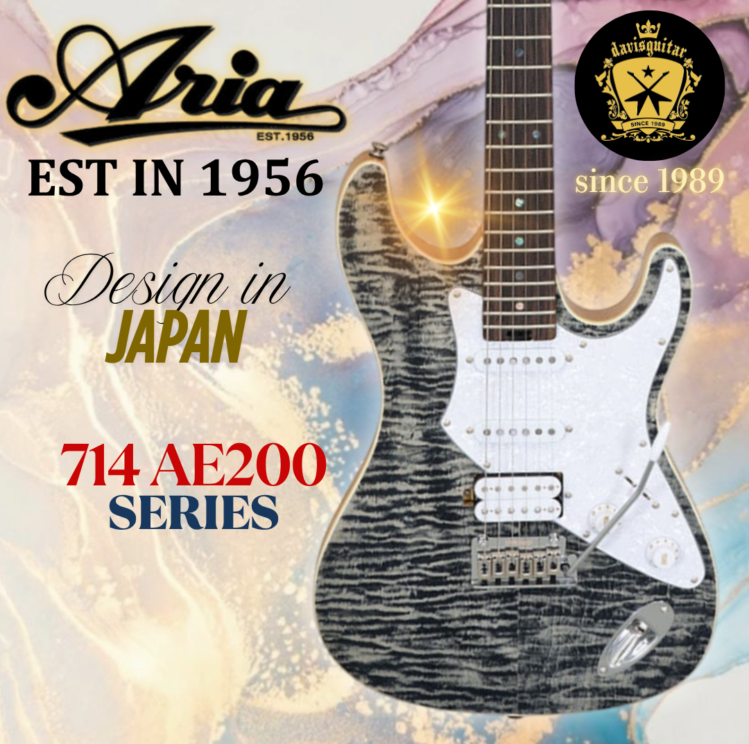 Aria Pro II Electric Guitar 714-AE200 Evergreen BKDM Black Diamond