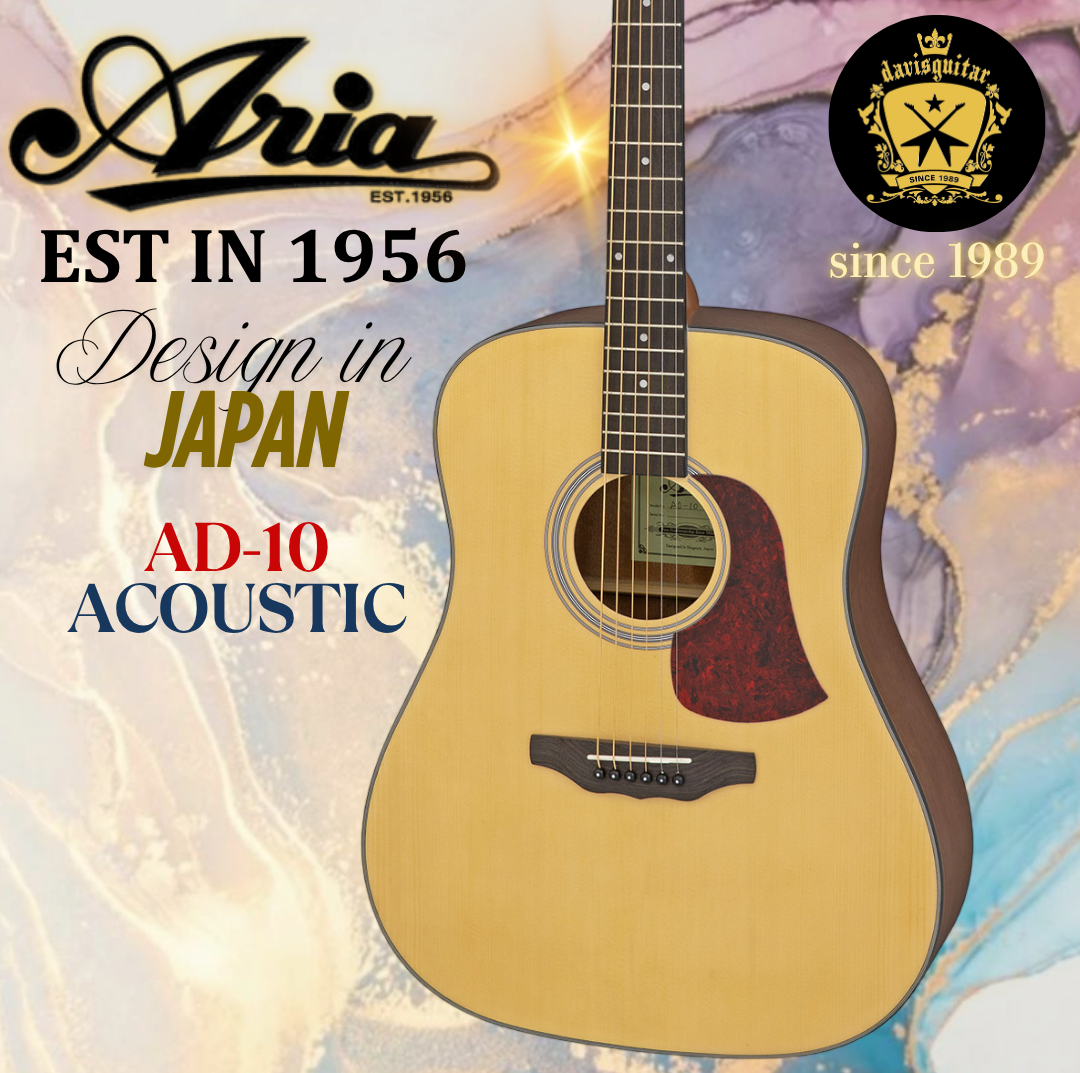 Aria Acoustic Guitar AD-10 Natural Satin Dreadnought