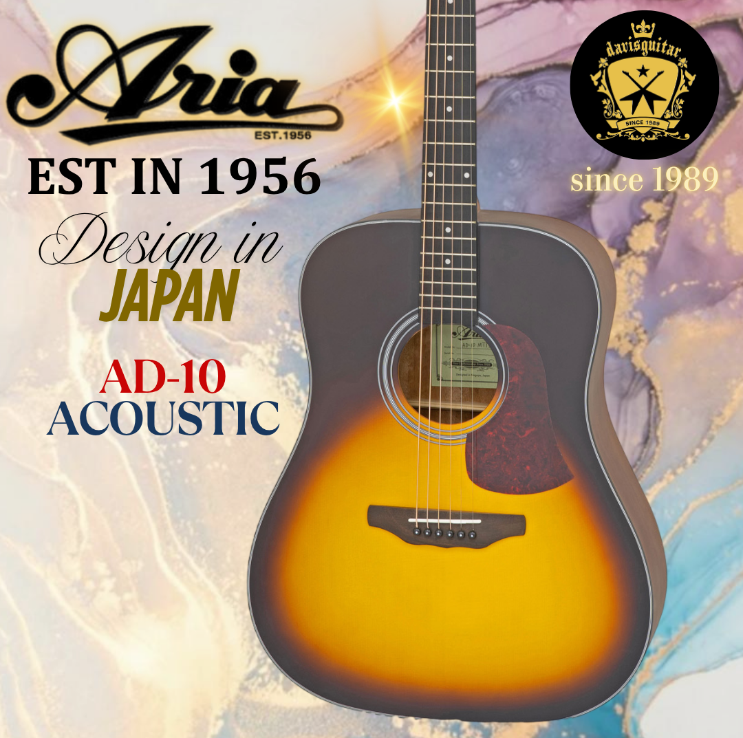Aria Acoustic Guitar AD-10 Natural Satin Dreadnought