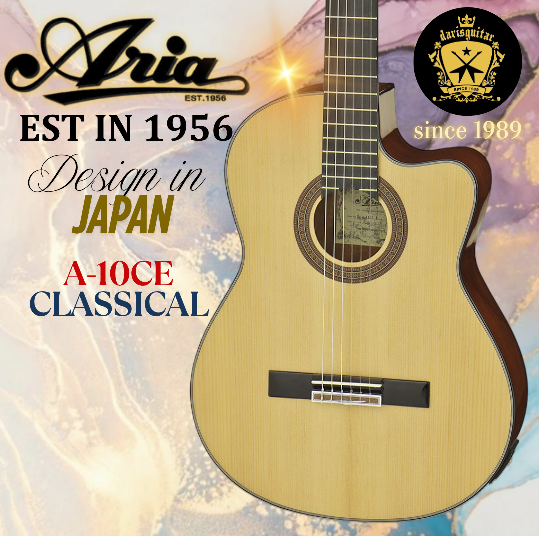 Aria A-10CE Gloss Natural Cutaway Classical Electric Guitar w/ Aria MG-30 Preamp