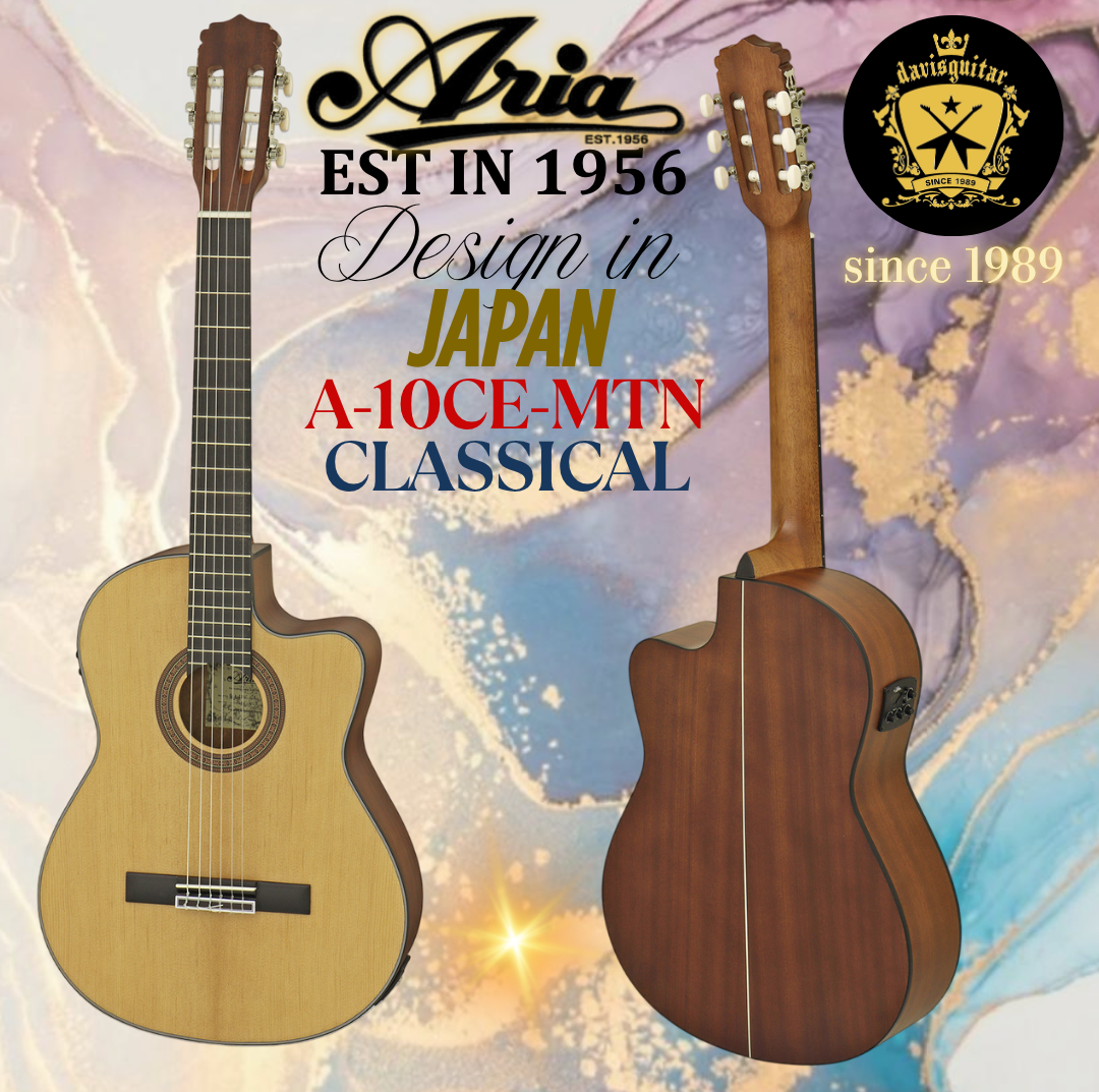 Aria A-10CE Satin Natural Cutaway Classical Electric Guitar w/ Aria MG-30 Preamp