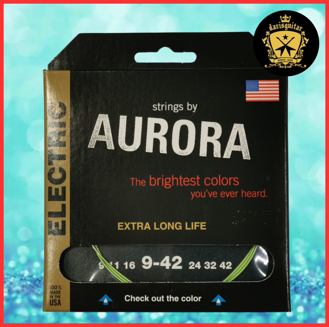 Aurora Lime Green Colour Coating 9-42 Electric Guitar Strings