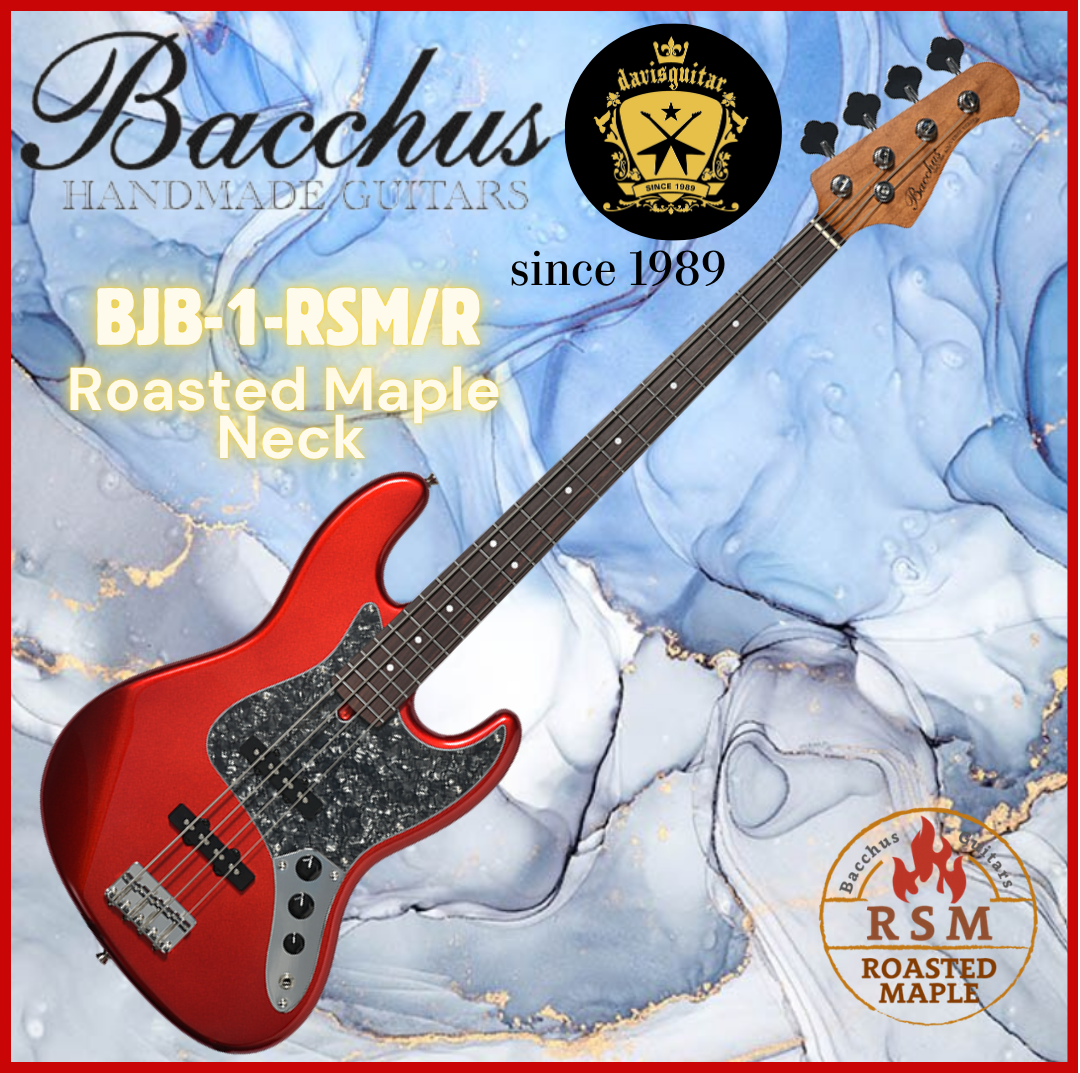 Bacchus Bass Guitar 4 String BJB-1RSM-R-TTPG Candy Apple Red Roasted Maple Neck