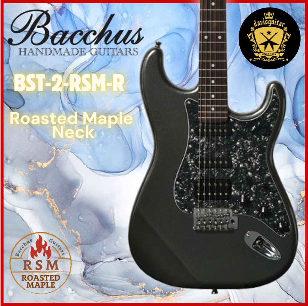 Bacchus BST-2-RSM-R-BPPM Gun Metal Metallic Electric Guitar Roasted Maple Neck Rosewood Fingerboard