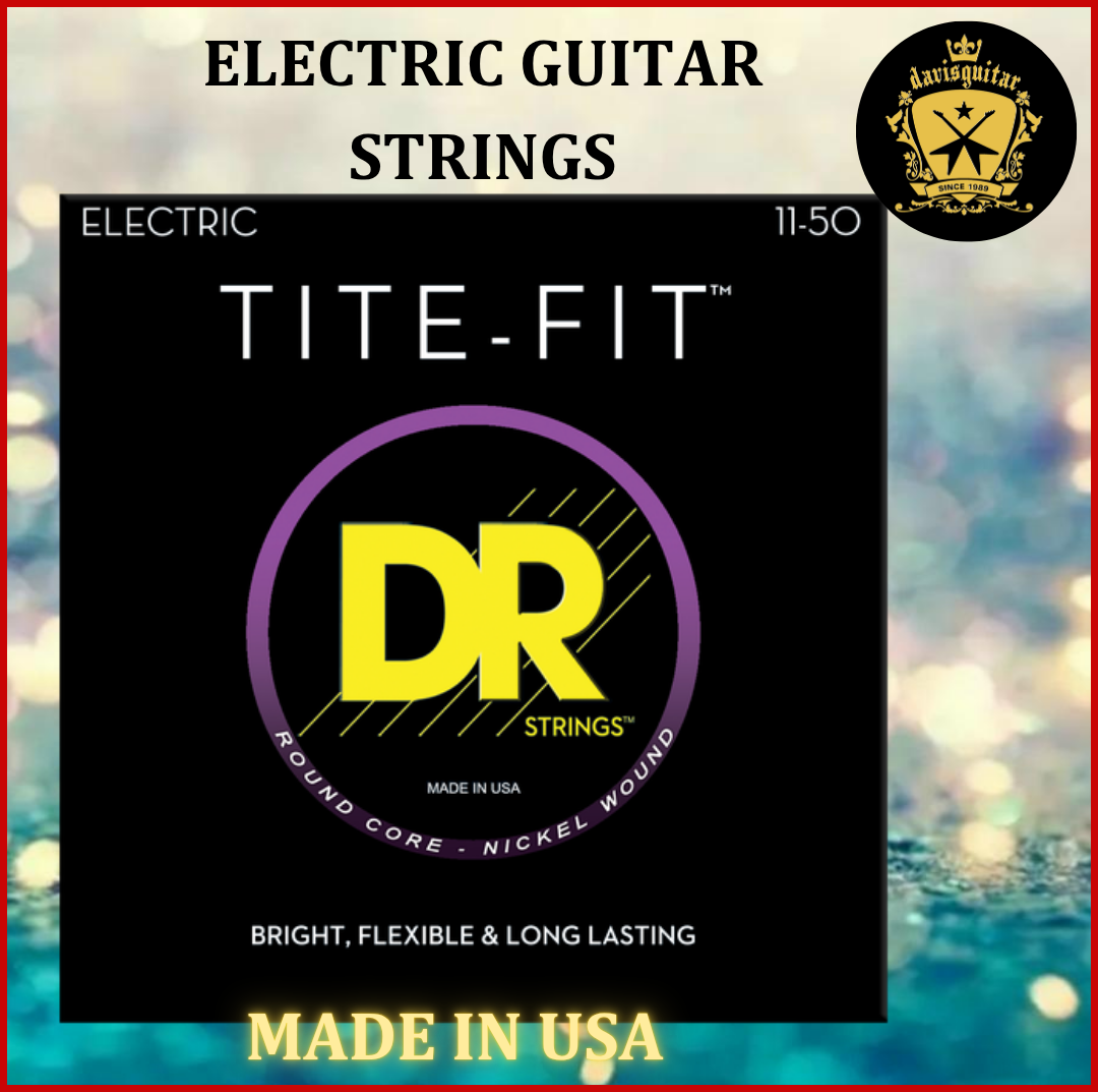 DR String 11-50 Tite Fit for Electric Guitar Nickel Wound Round Core Bright and Flexible