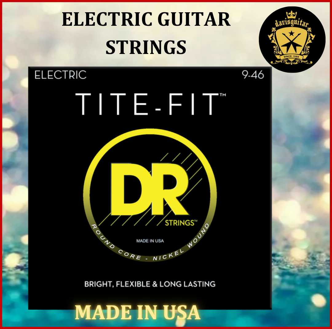 DR String 9-46 Tite-Fit for Electric Guitar Nickel Wound Round Core Bright and Flexible
