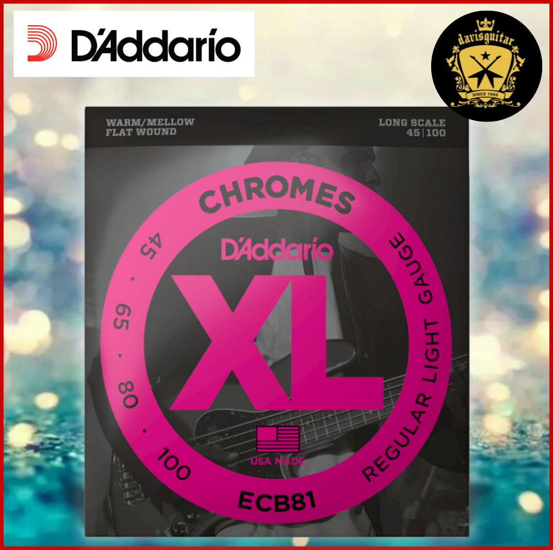 Daddario Chromes Bass Guitar 4 String 45-100 ECB81 Flat Wound Regular Light