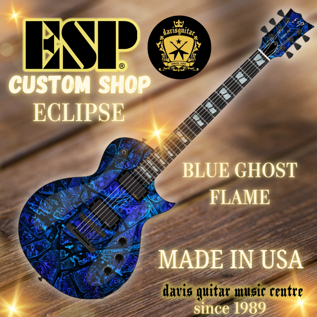 ESP USA Custom Shop Eclipse Seymour Duncan Blue Ghost Flame Electric Guitar with Hardcase - Preorder