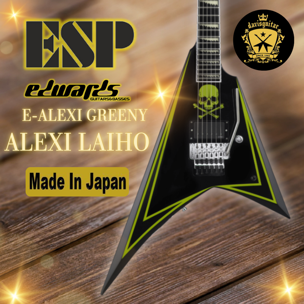 ESP Edwards E-Alexi-Greeny Black Electric Guitar with Bag Made In Japan - Preorder
