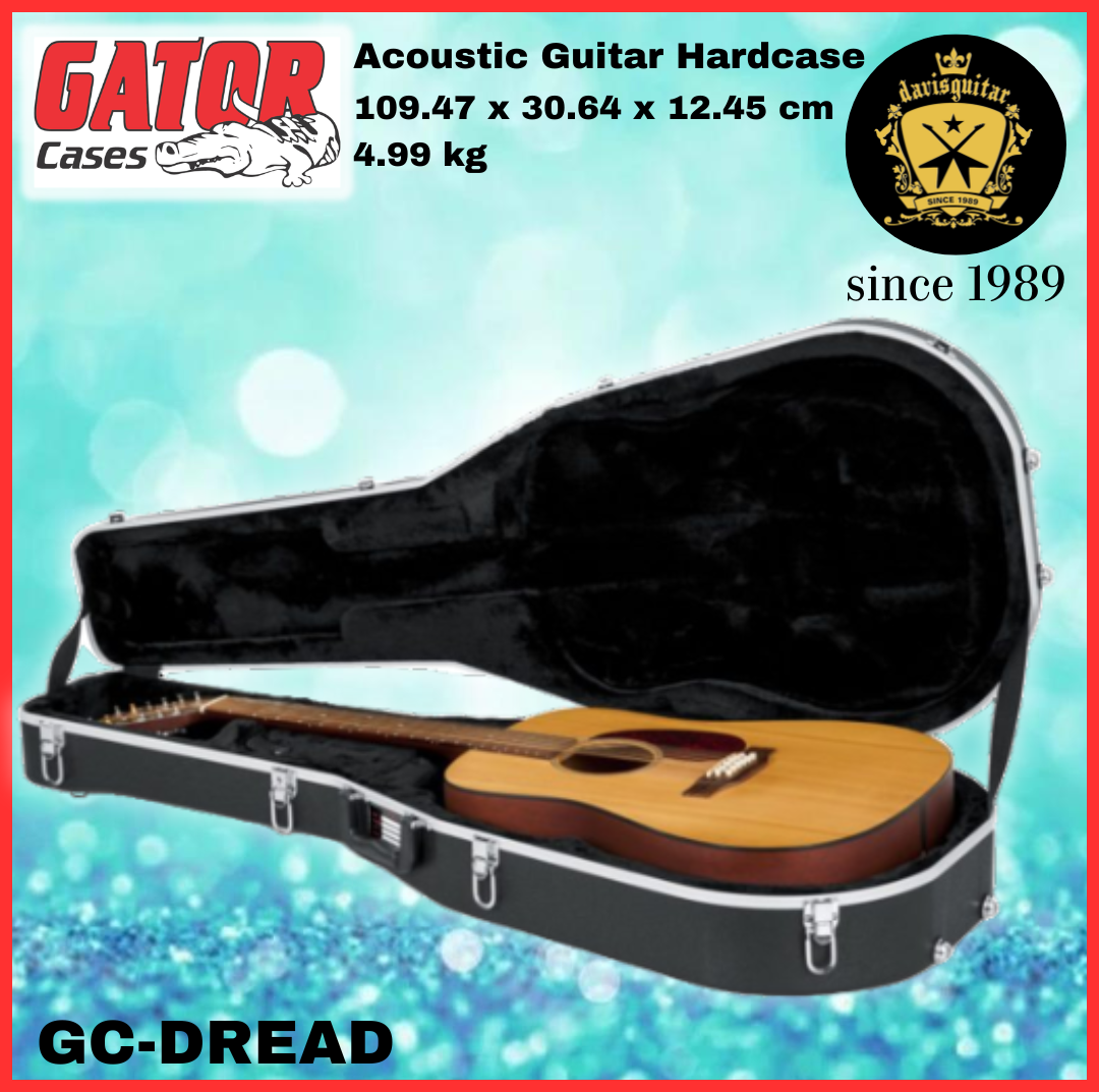 Gator Acoustic Guitar Hard case GC-DREAD Impact-Resistant ABS Plastic for an Ultra-Durable Exterior