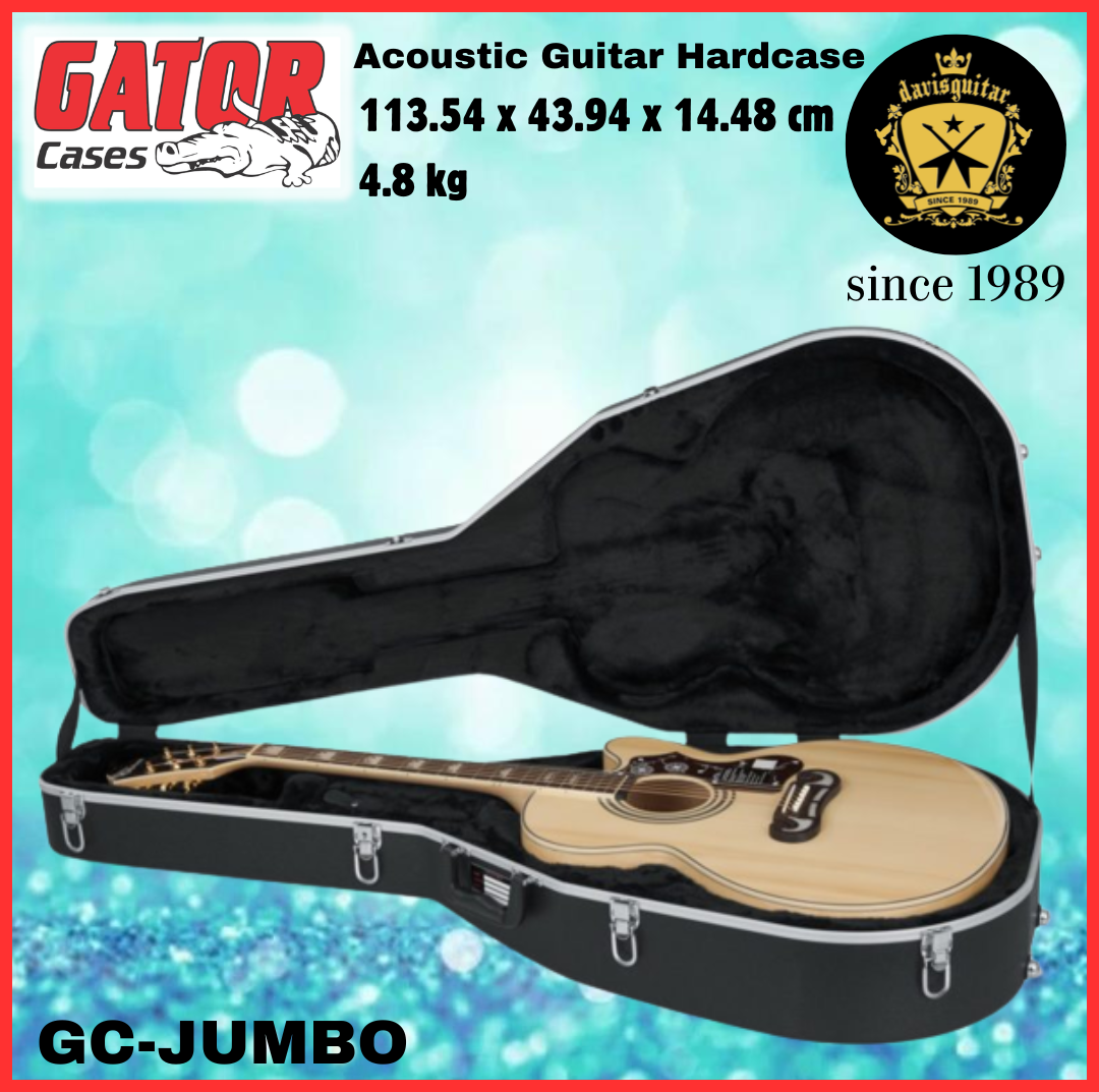 Gator Acoustic Jumbo Guitar Molded Hard Case GC-JUMBO Impact-Resistant ABS Plastic Ultra Durable Exterior