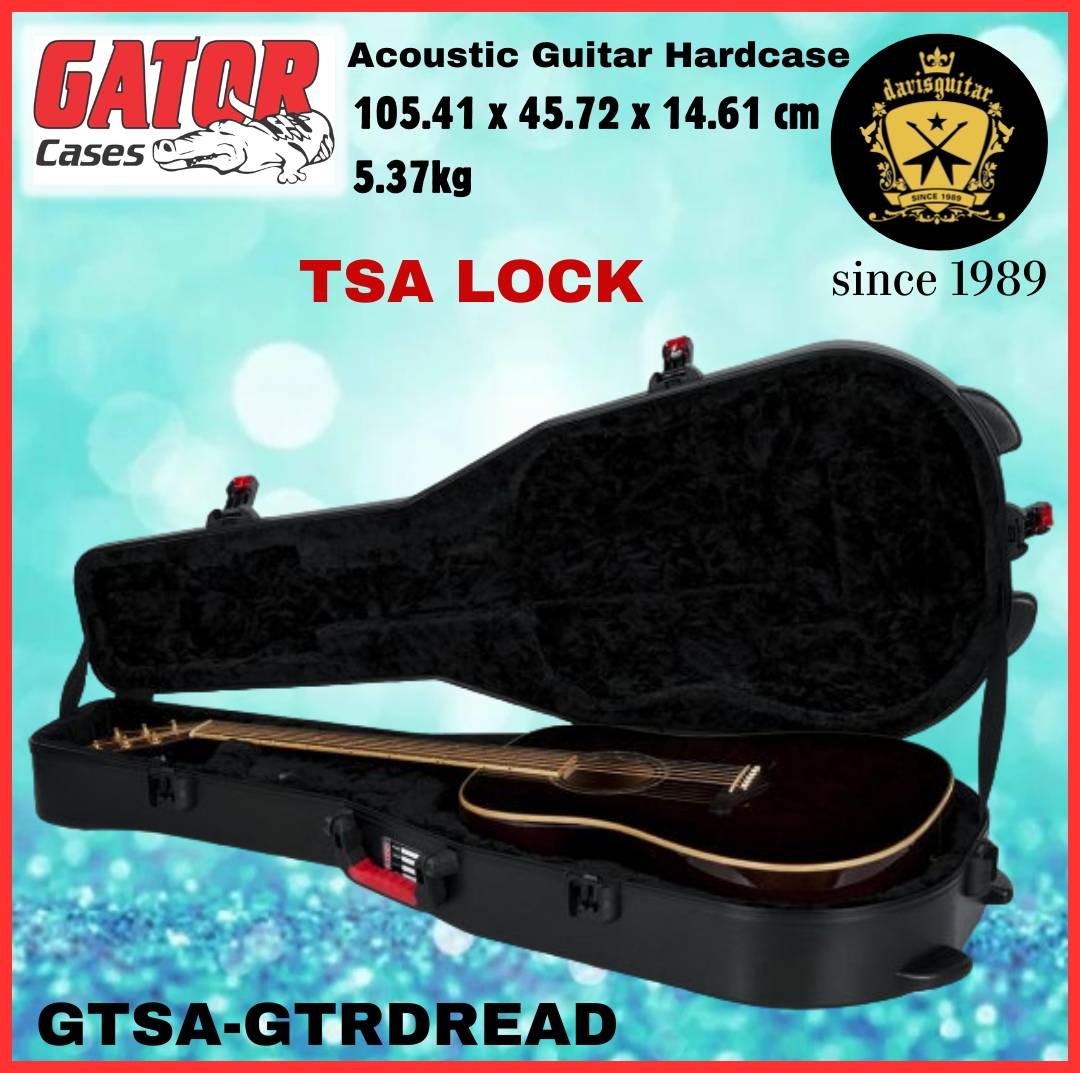 Gator Acoustic Guitar Molded Flight Hard case GTSA-GTRDEAD TSA Lock