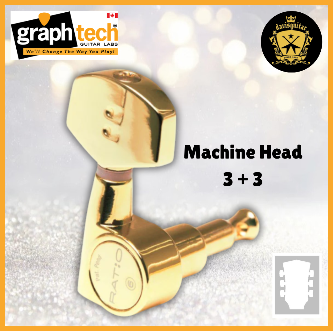 Graphtech PRN-2411-G0 Machine Head 3+3 Tuners Gold for Acoustic guitar