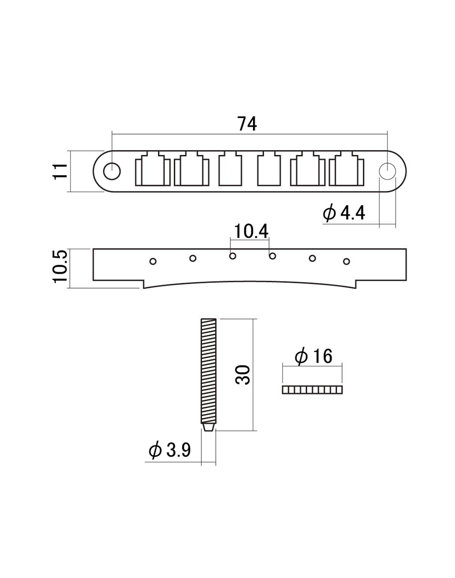 Hosco Tune-o-matic Bridge - HK-25N Nickel
