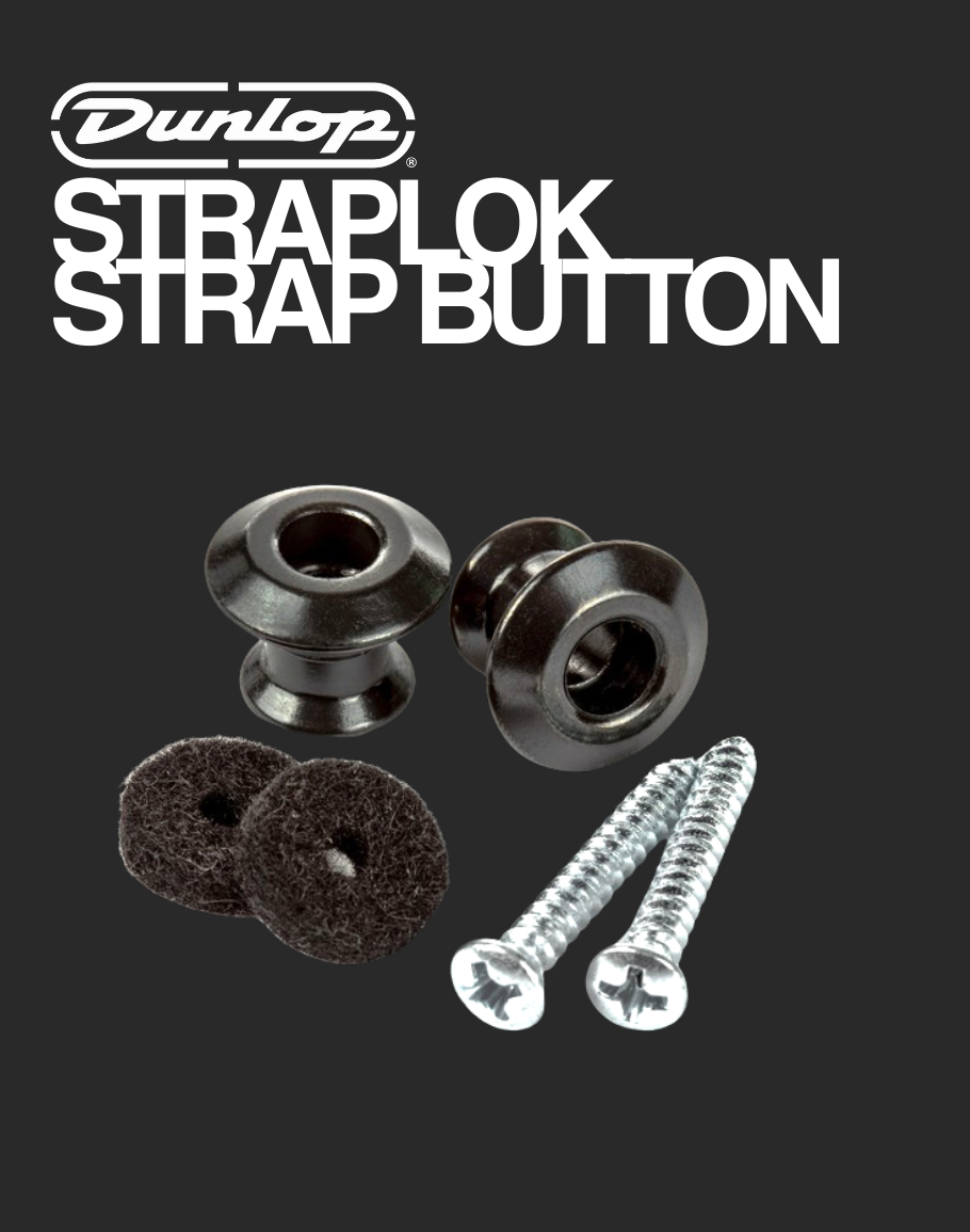 Dunlop Straplok Dual Design Strap Button Set – Black