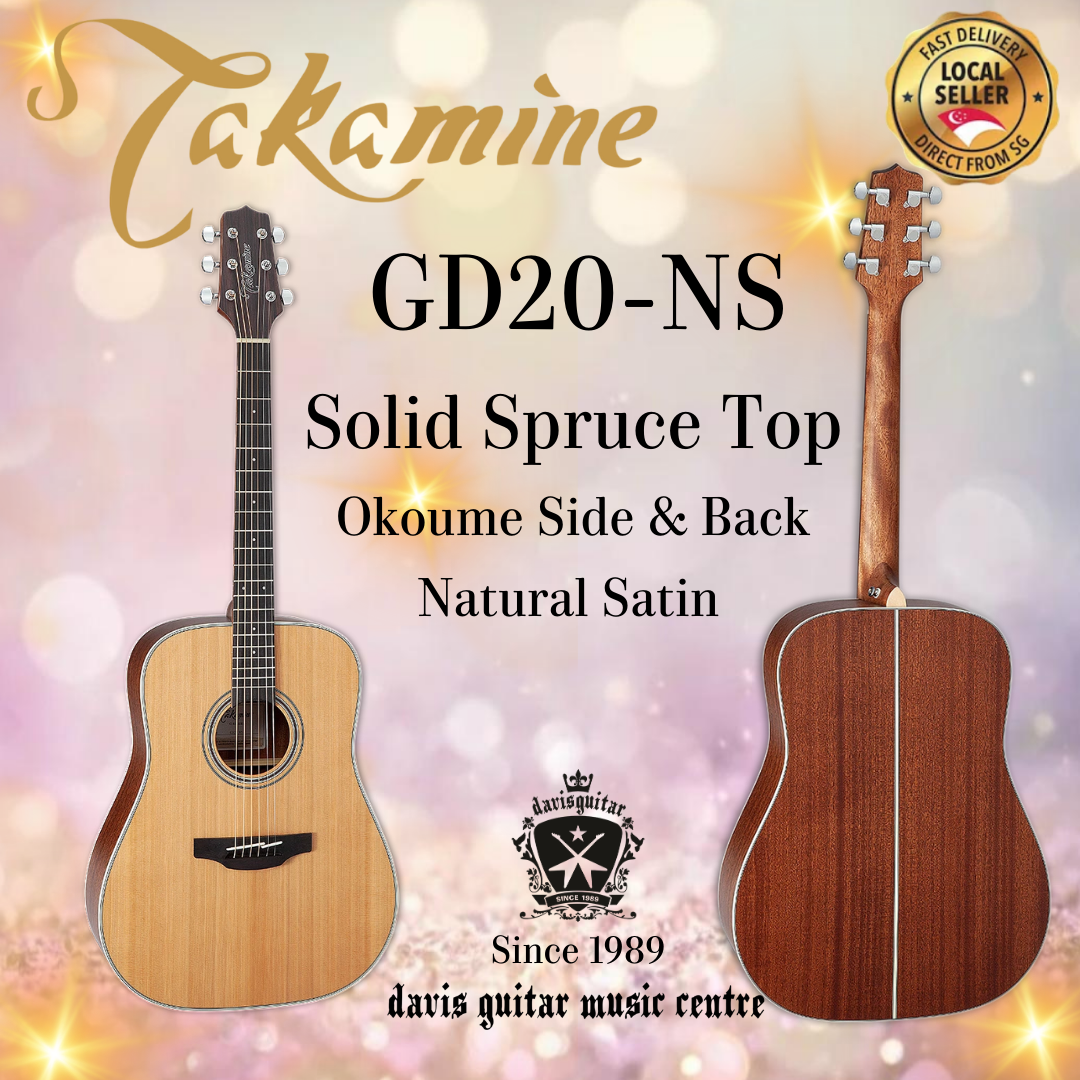 Takamine GD20-NS Solid Cedar Top Dreadnought Body Acoustic Guitar