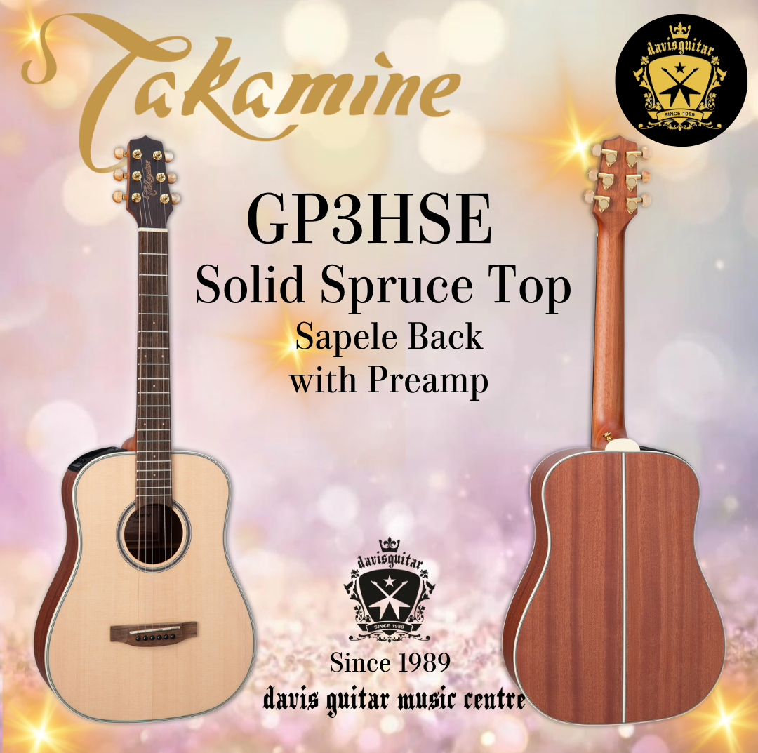 Takamine GP3HSE NS Mini Acoustic Electric Guitar Solid Spruce Top and Sapele Side and Back
