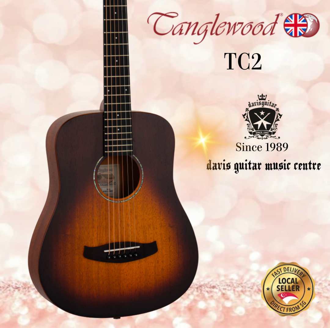 Tanglewood Travel Size Acoustic Guitar TC2 Satin Sunburst Natural Folk