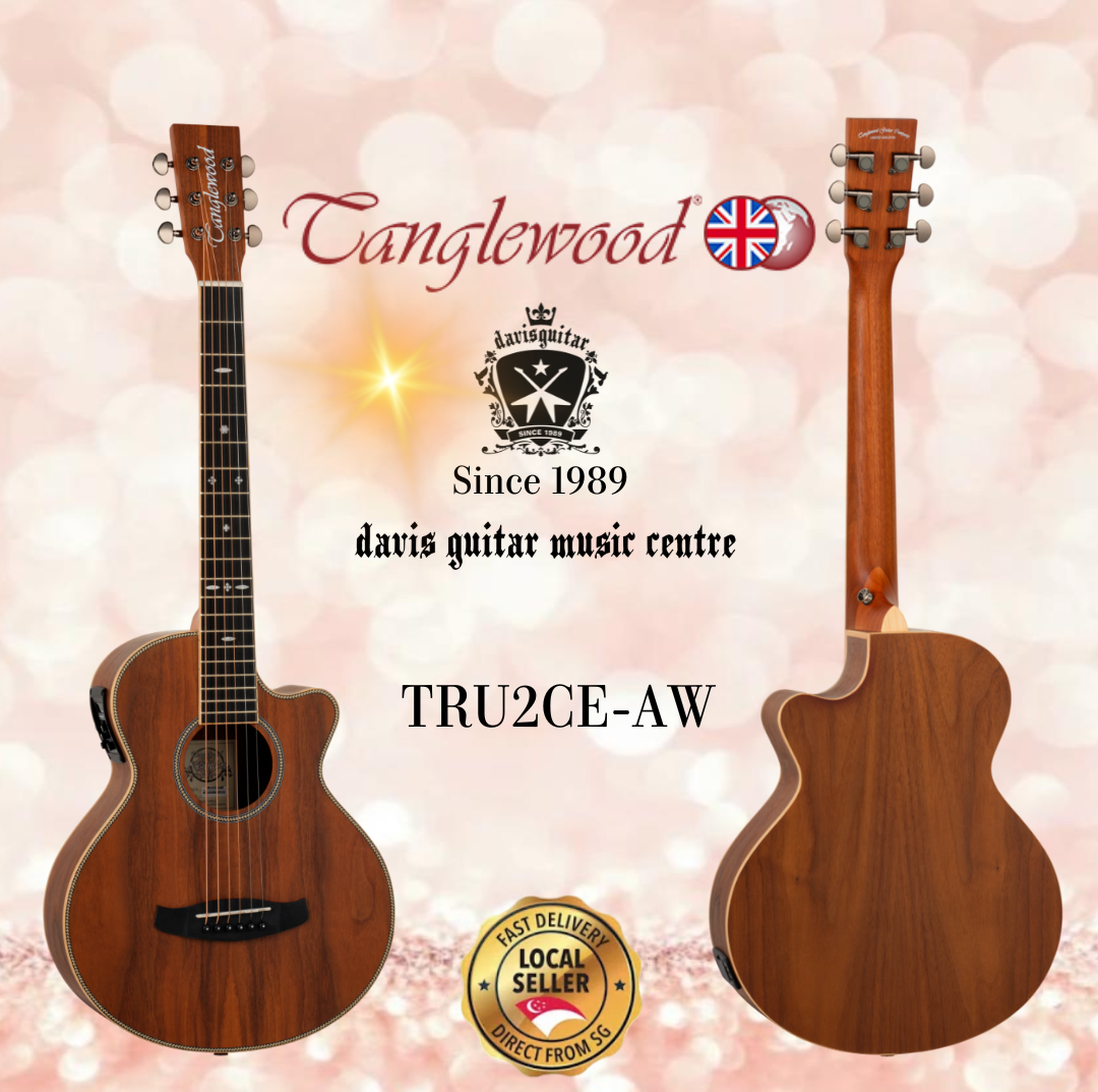 Tanglewood TRU2CE-AW Solid Top Natural Satin Folk Electric Acoustic Guitar with Bag