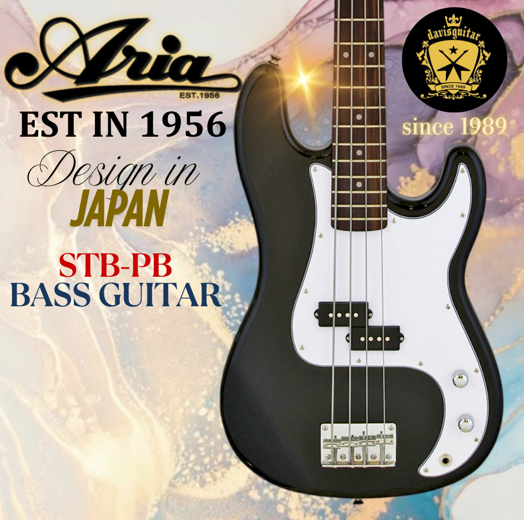 Aria 4 String Electric Bass Guitar STB-PB-BK Precision Pickup Black