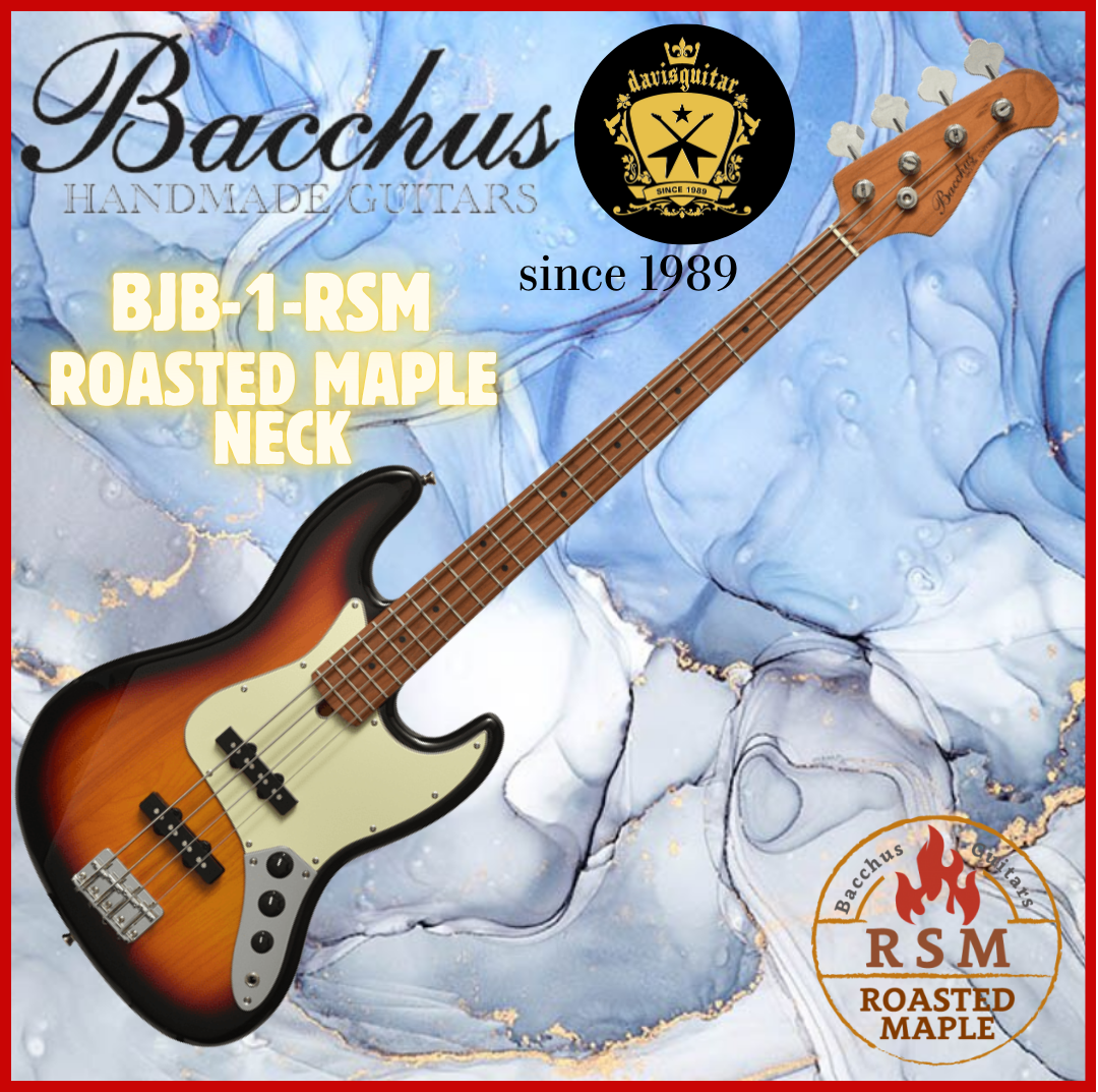 Bacchus BJB-1RSM-M-3TS Tobacco Sunburst Roasted Maple Neck 4-String Bass Guitar