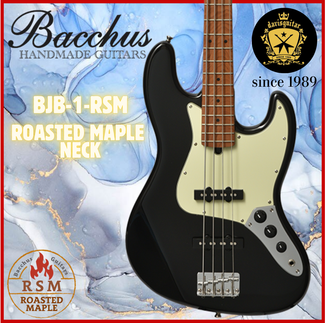 Bacchus BJB-1RSM-M-BK Black Roasted Maple Neck 4 String Bass Guitar