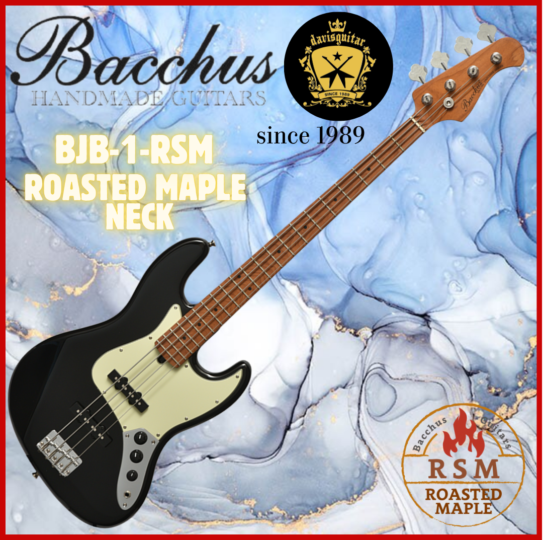 Bacchus BJB-1RSM-M-BK Black Roasted Maple Neck 4 String Bass Guitar