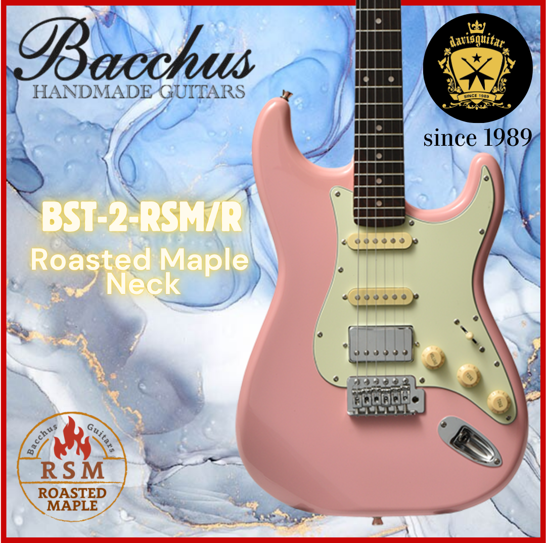 Bacchus BST-2-RSM-R-SLPK Pink Electric Guitar Roasted Maple Neck Rosewood Fingerboard