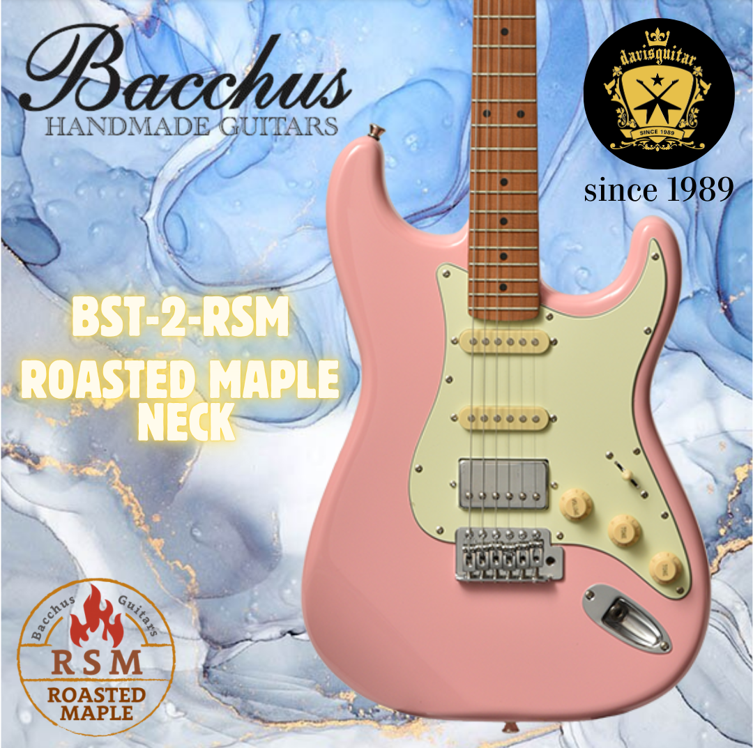 Bacchus BST-2-RSM-M-SLPK HSS Electric Guitar Roasted Maple Neck Shell Pink