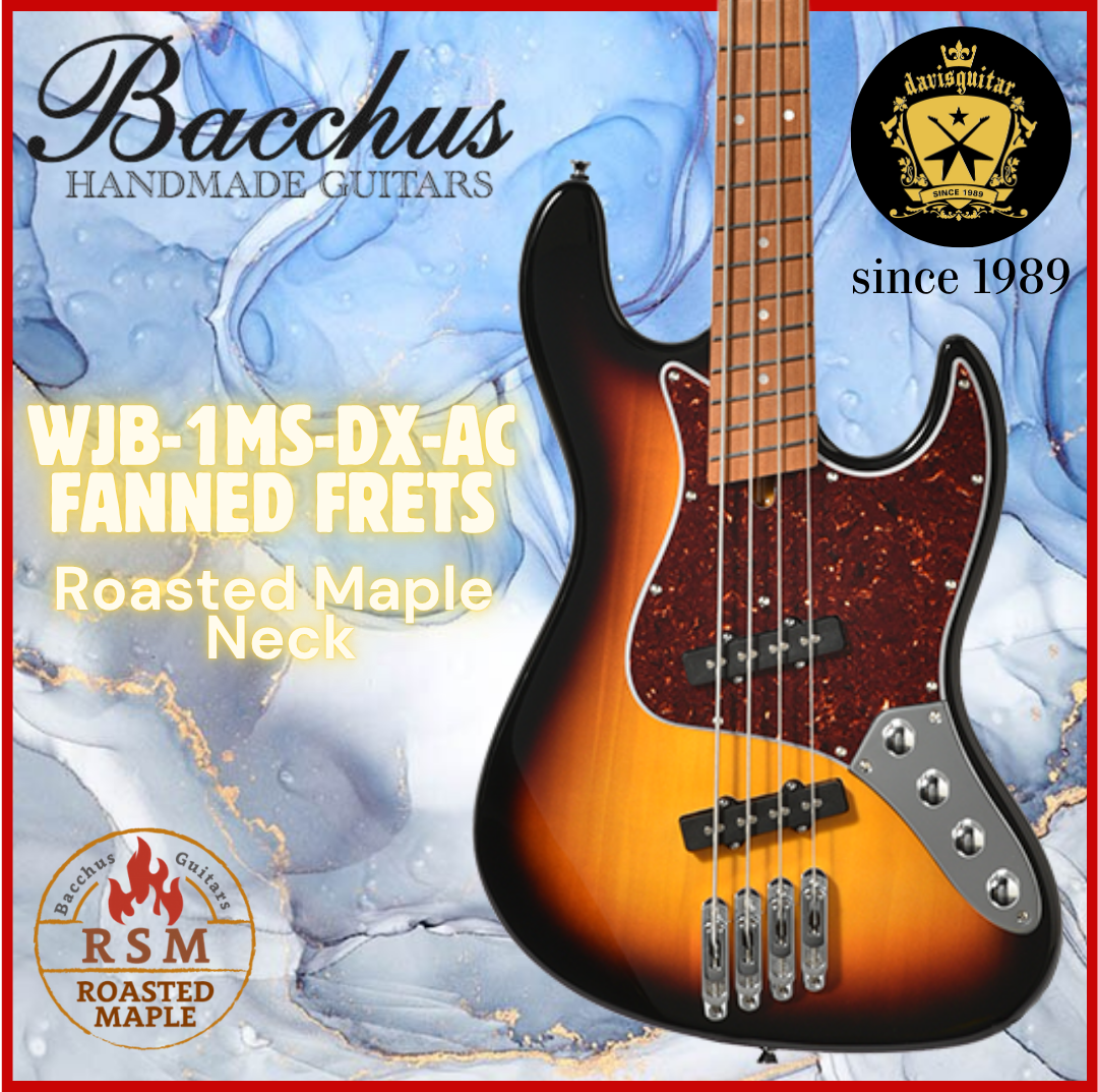 Bacchus WJB-1MS-DX-AC RSM/M Electric 4 Strings Bass Roasted Maple Fanned Frets Active Electronics Sunburst