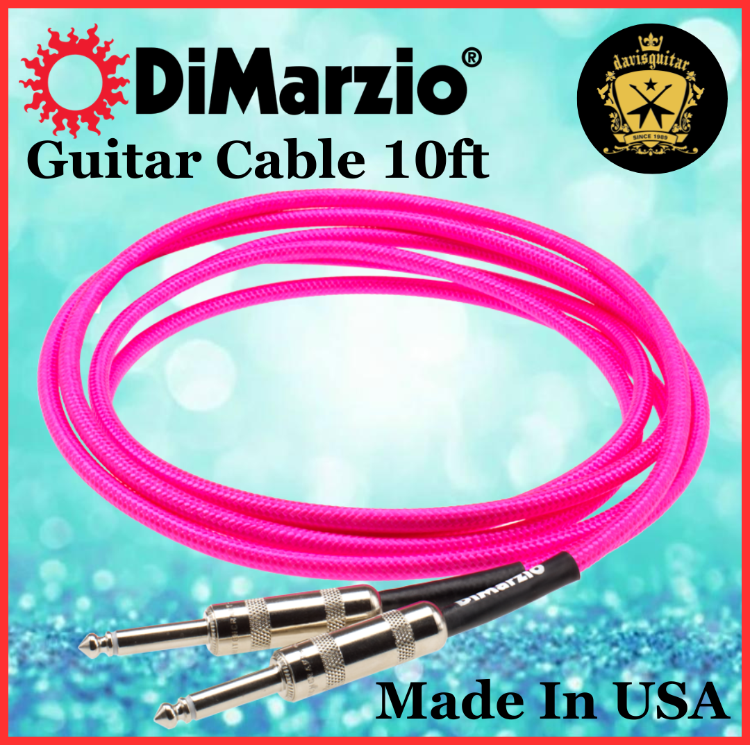 DiMarzio 10ft Guitar Cable Switchcraft Straight Ends Neon Pink EP1710SSPK