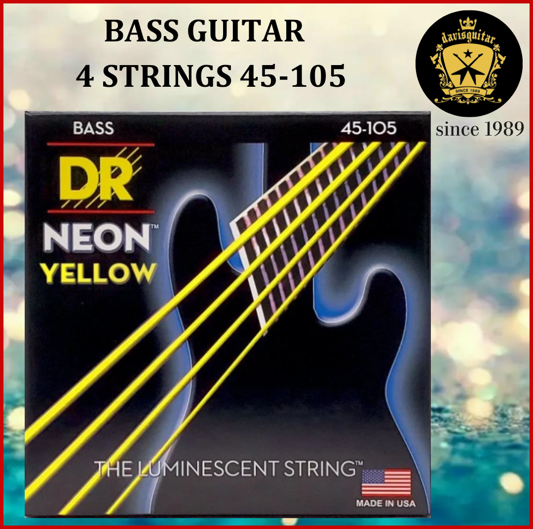 DR Strings 45-105 NYB-45 Hi-DEF NEON™ Yellow Coated Bass 4 Strings