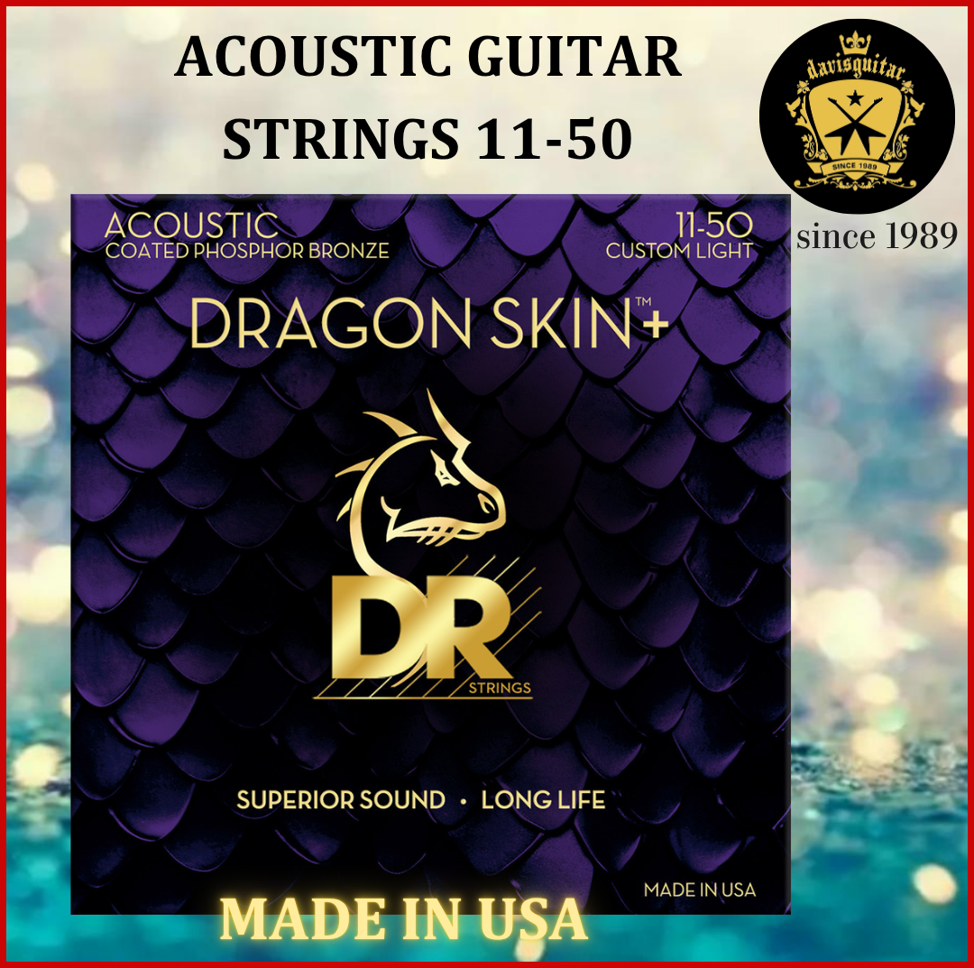 DR Strings 11-50 DAP-11 Dragon Skin+ Phosphor Bronze Acoustic Guitar Strings