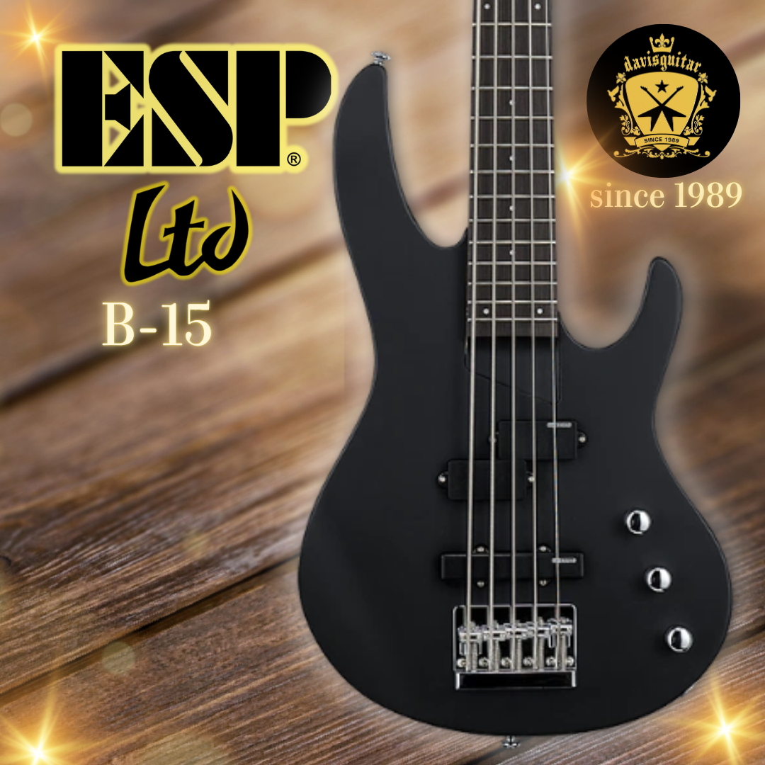 ESP LTD B-15 5-String Electric Bass Guitar Black Satin