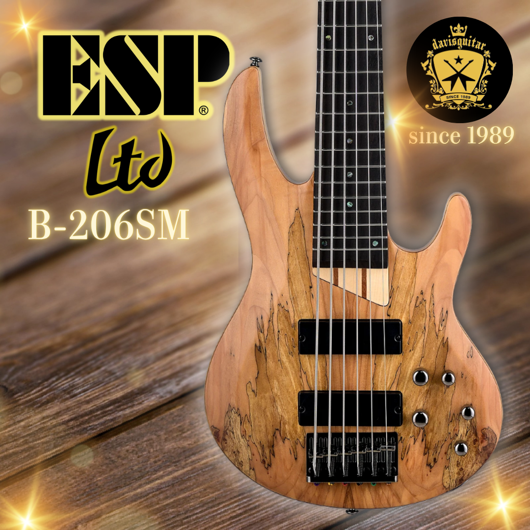 ESP LTD B-206SM 6-String Electric Bass Guitar Natural Satin Spalted Maple