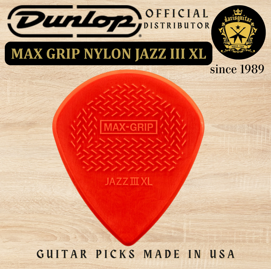 Jim Dunlop Guitar Pick Max-Grip Jazz III XL Nylon 1.38mm Made In USA