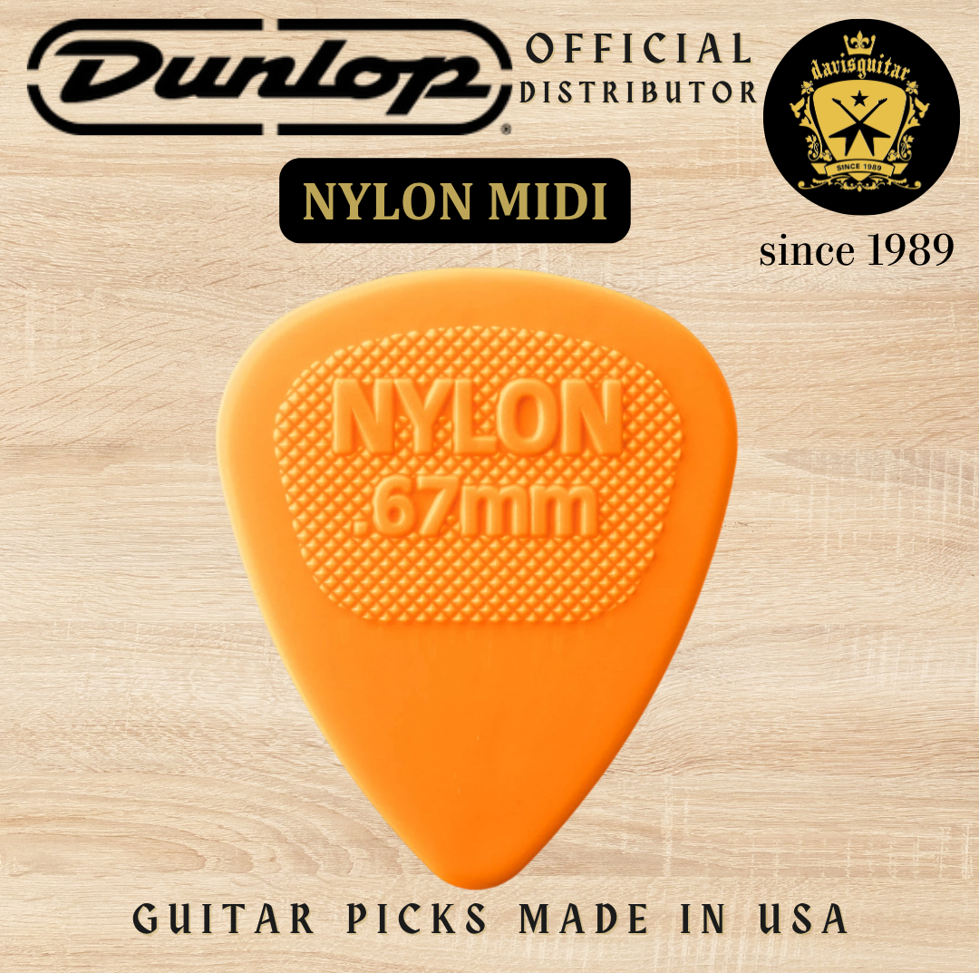 Jim Dunlop Guitar Pick Nylon Midi 0.67mm Made In USA