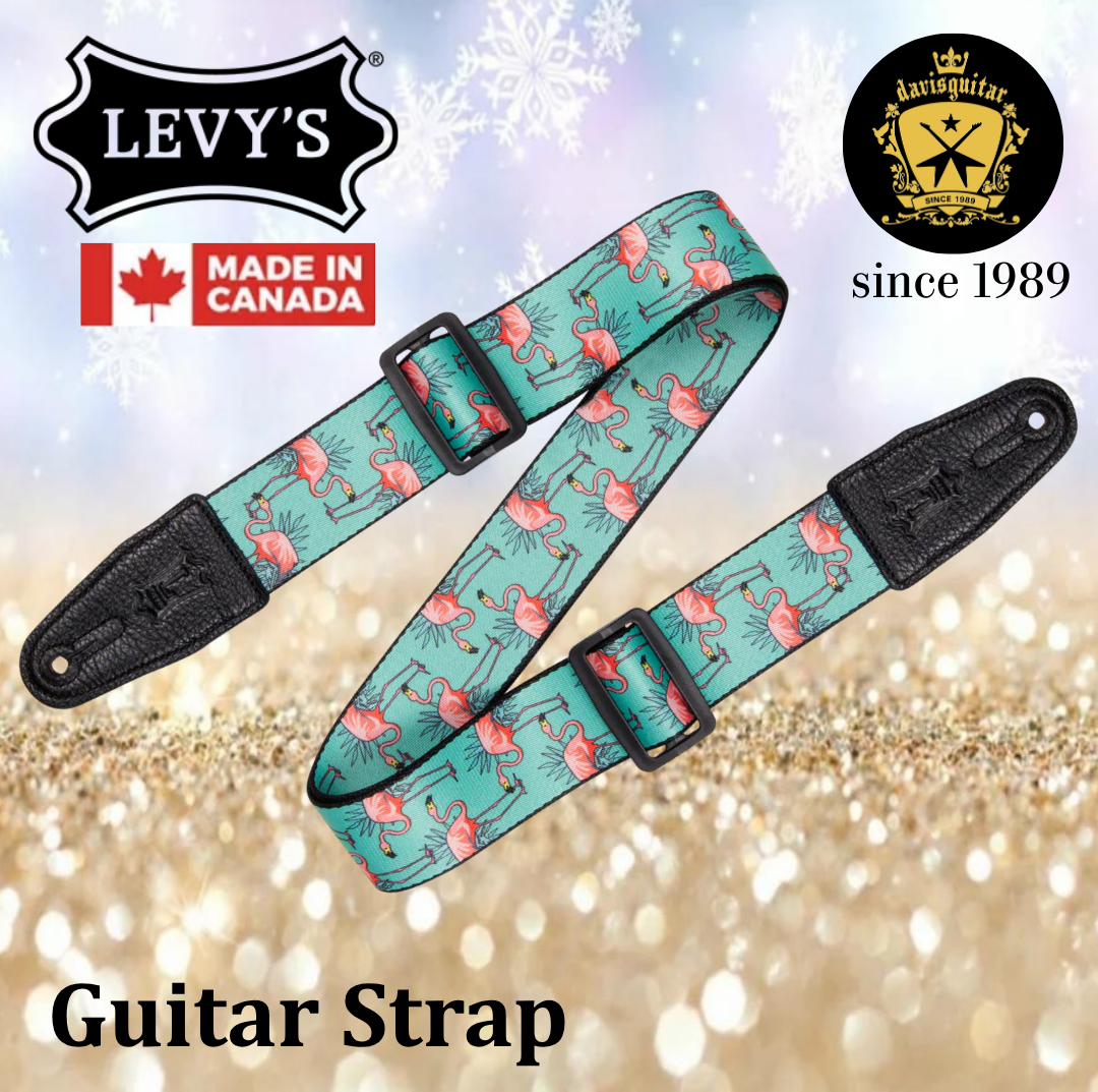 Levy’s Leather Graphic Waves Series 2" Polyester Guitar Strap – Flamingos MPD2-121
