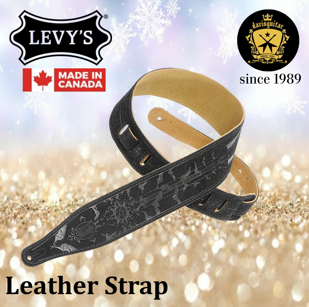 Levy’s Leathers MS17T05-BLK Black Embossed Suede Series Guitar Strap