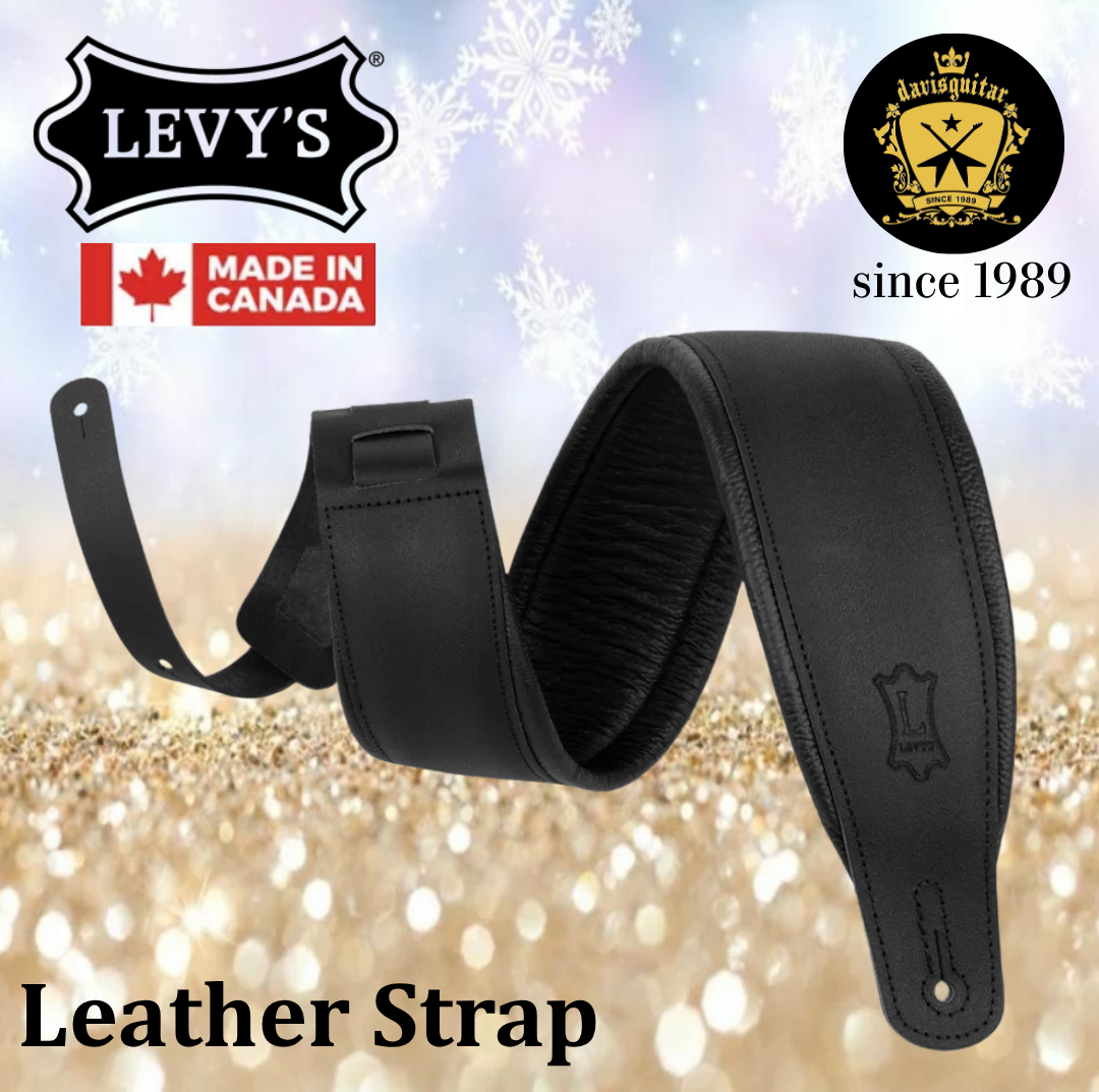 Levy's Leather M26PD-Blk-Mat Black Amped Matte Guitar Strap