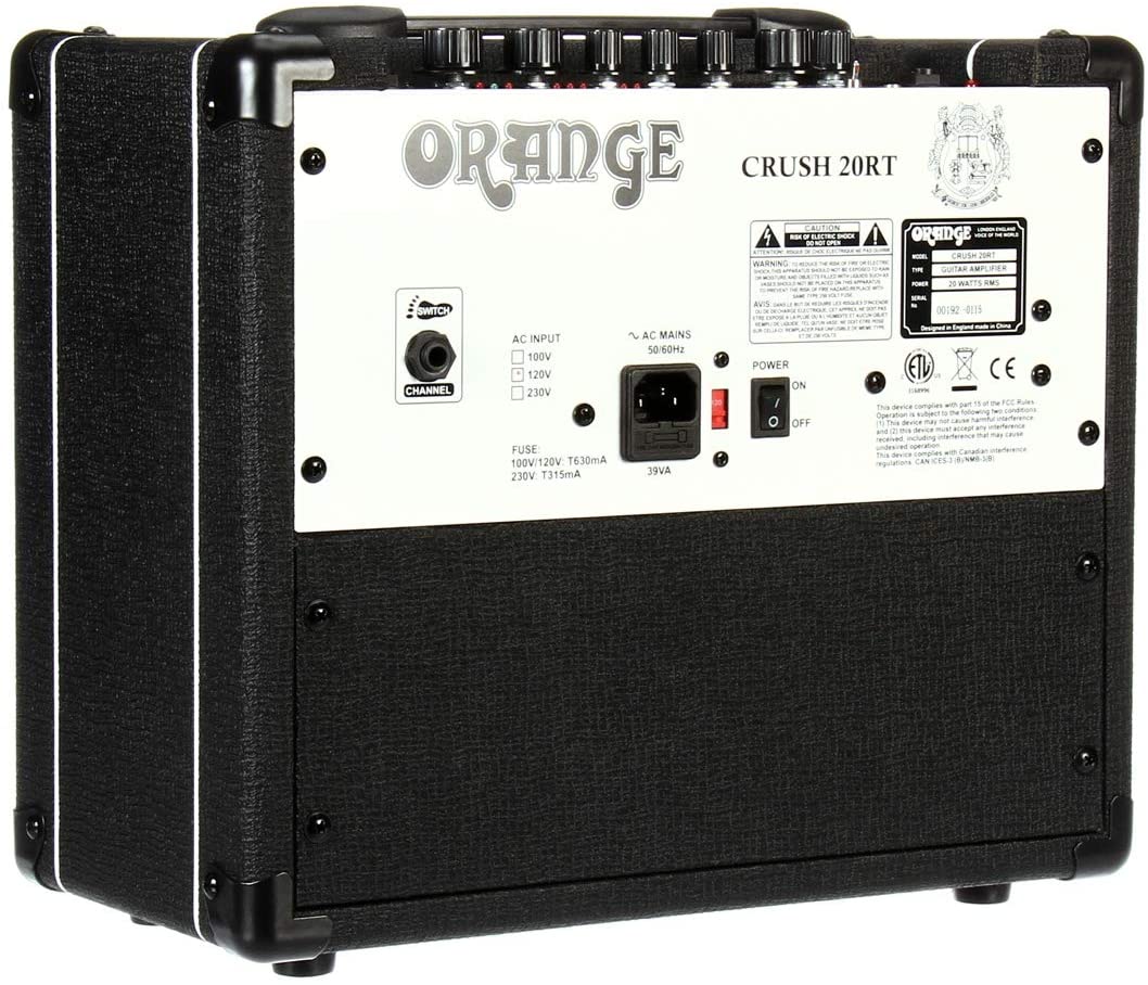 Orange Amp Crush 20 RT Reverb and Tuner Combo for Electric Guitar 20 watts Headphone Output Black