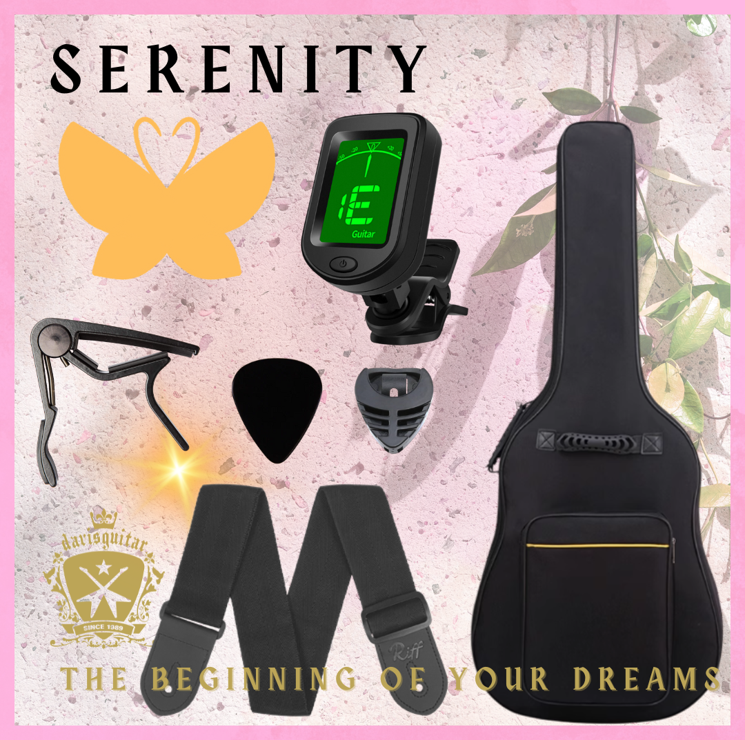 Serenity Beginner Acoustic Guitar Sunburst with Free Bag, Strap, Capo, Pickcase, Pick, Tuner