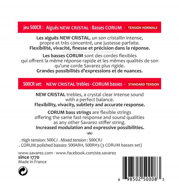 Savarez 500CR Classical Guitar Nylon Strings New Cristal Corum Normal Tension