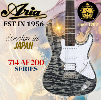 Aria Pro II Electric Guitar 714-AE200 Evergreen BKDM Black Diamond