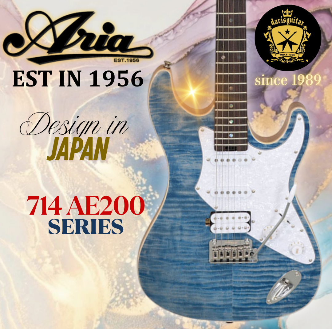 Aria Pro II Electric Guitar 714-AE200 Evergreen LRBL Lorelei Blue