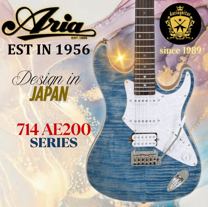 Aria Pro II Electric Guitar 714-AE200 Evergreen LRBL Lorelei Blue