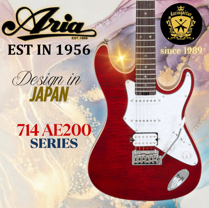 Aria Pro II Electric Guitar 714-AE200 Evergreen SR See Through Red Aria Pro II Electric Guitar 714-AE200 Evergreen SR See Through Red