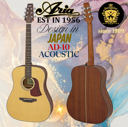 Aria Acoustic Guitar AD-10 Natural Satin Dreadnought