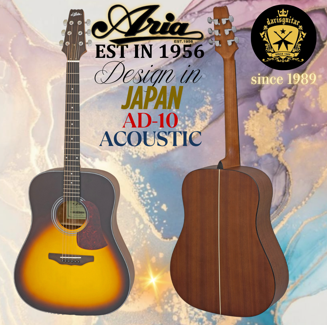 Aria Acoustic Guitar AD-10 Natural Satin Dreadnought