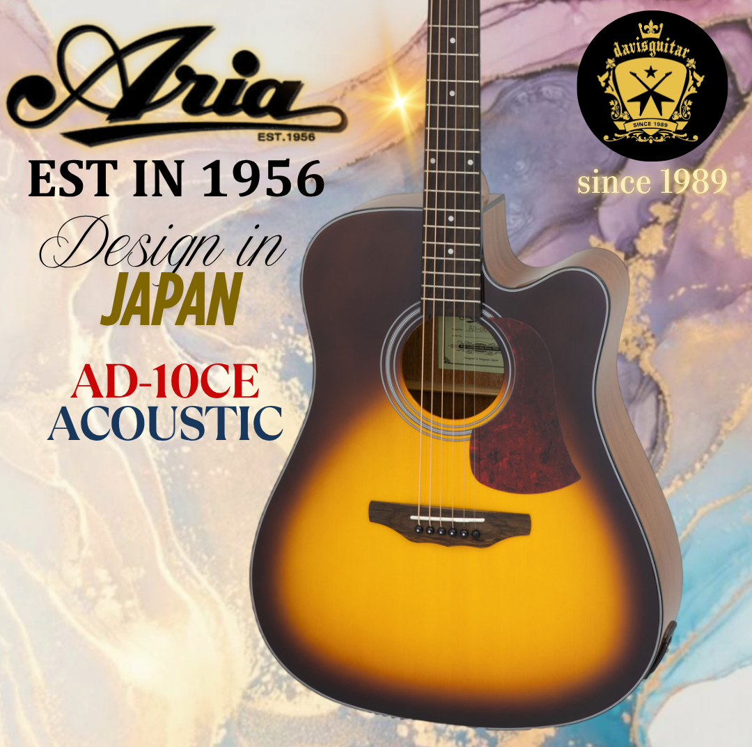 Aria AD-10CE TS Acoustic Electric Guitar Dreadnought with preamp Sunburst